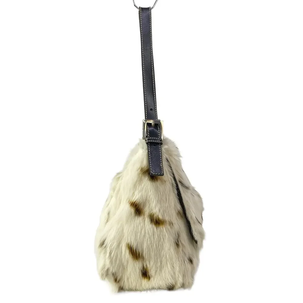 Fendi Mama Bucket Shoulder Bag 8BR001 Cream Dark Brown Fur Leather